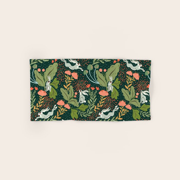 Dancing rabbits in the wildflowers garden Bath Towel Gallery Image 1