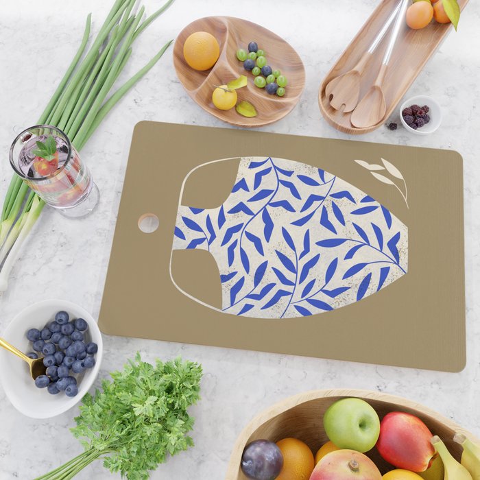 Leafy Blue Vase Cutting Board Gallery Image 2