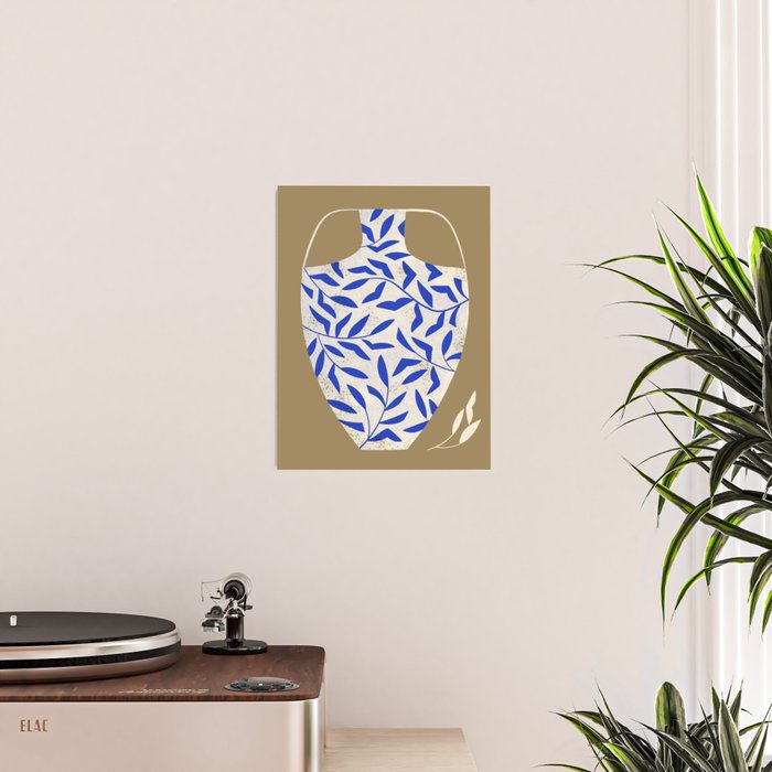 Leafy Blue Vase Poster Gallery Image 2