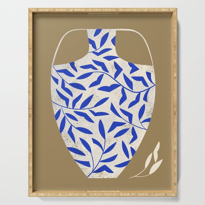 Leafy Blue Vase Serving Tray Gallery Image 1
