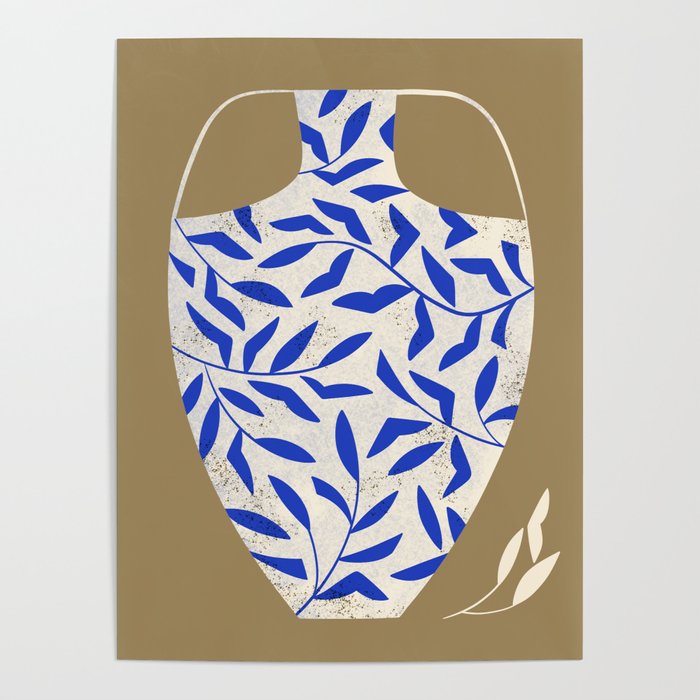 Leafy Blue Vase Poster Gallery Image 4