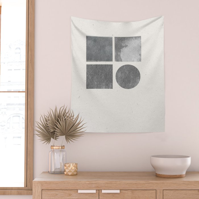 Paper Collage Minimal Objects Wall Tapestry Gallery Image 2