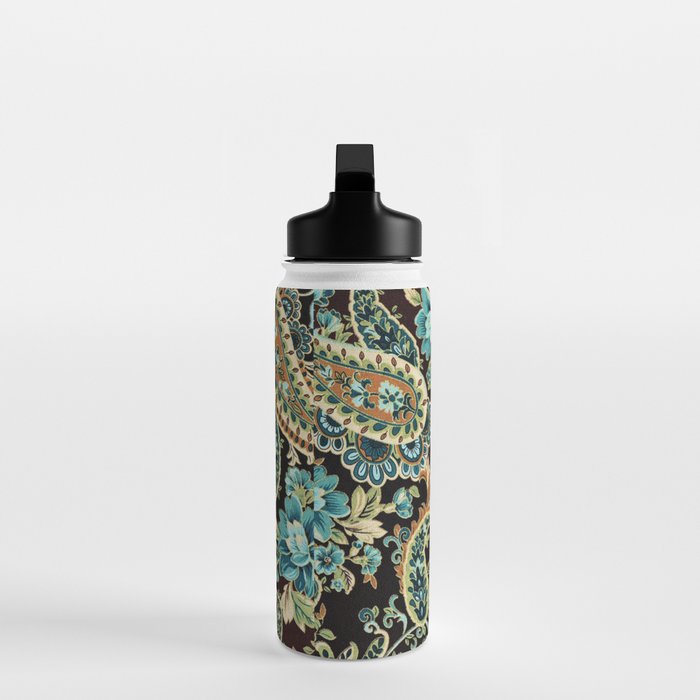 Brown Turquoise Paisley Floral Water Bottle Gallery Image 3