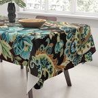 Brown Turquoise Paisley Floral Tablecloth Gallery Image 3