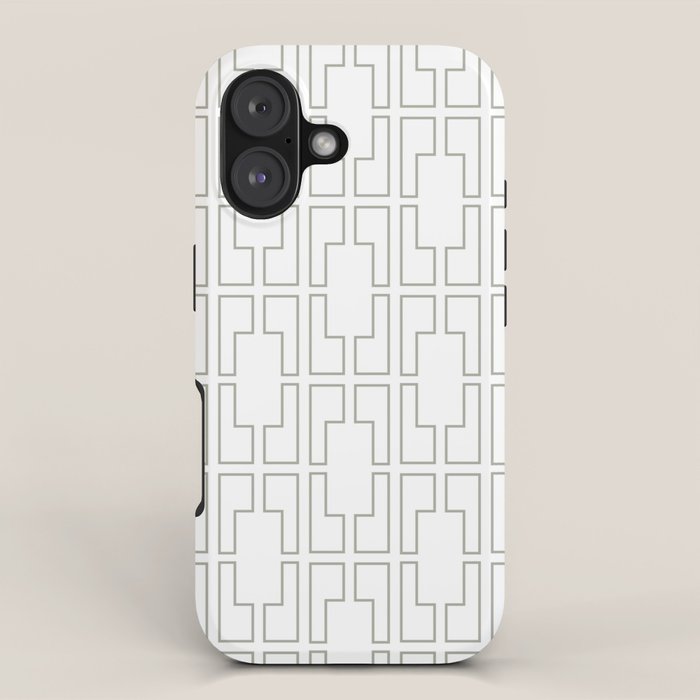 Simply Mid-Century Retro Gray on White iPhone Case Gallery Image 1
