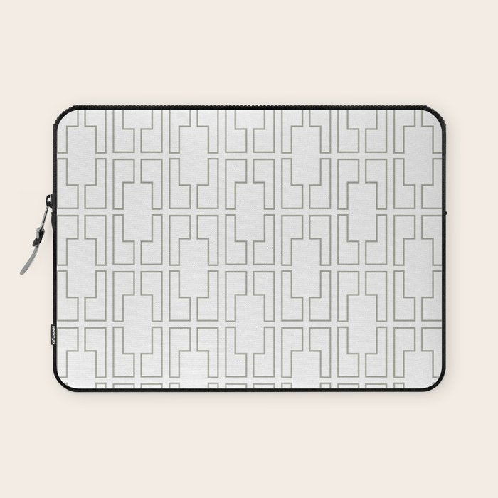 Simply Mid-Century Retro Gray on White Laptop Sleeve Gallery Image 1