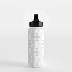 Simply Mid-Century Retro Gray on White Water Bottle Gallery Image 2