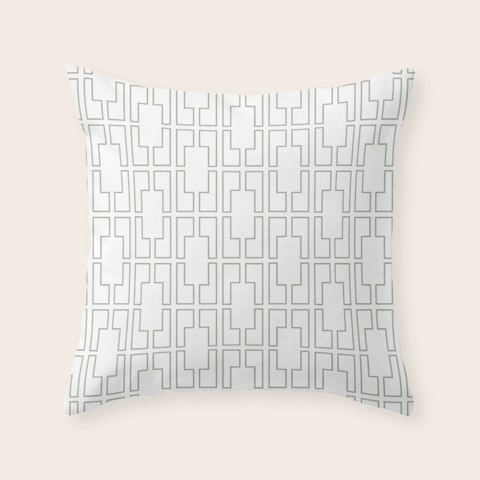 Simply Mid-Century Retro Gray on White Throw Pillow Gallery Image 1