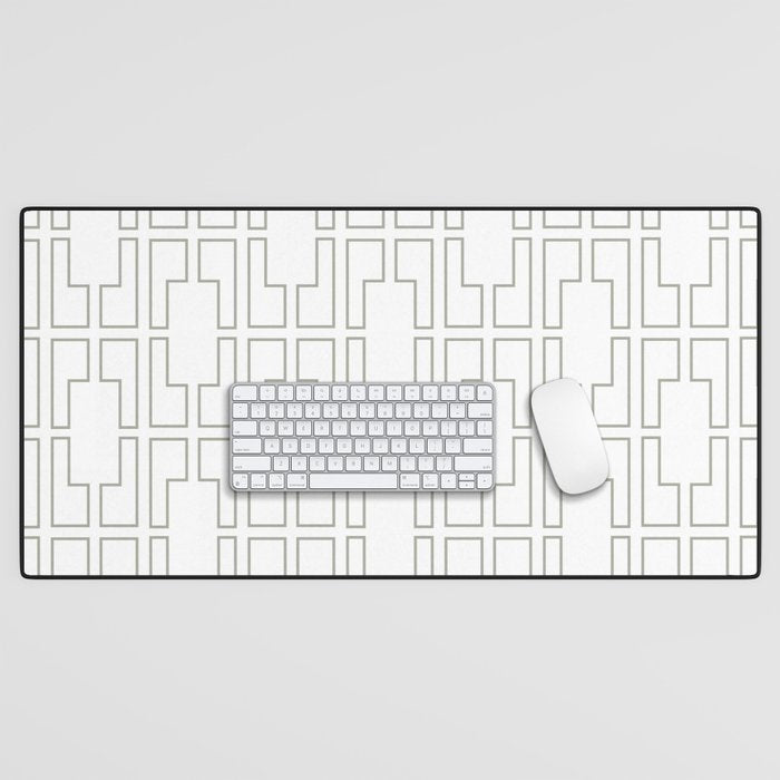 Simply Mid-Century Retro Gray on White Desk Mat Gallery Image 1