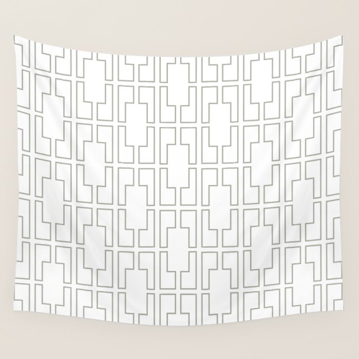 Simply Mid-Century Retro Gray on White Wall Tapestry Gallery Image 4