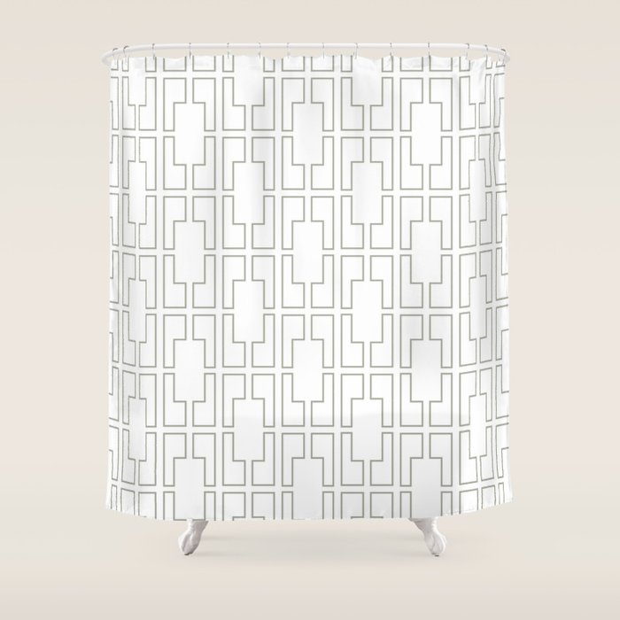 Simply Mid-Century Retro Gray on White Shower Curtain Gallery Image 1