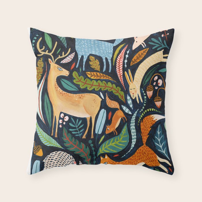 Woodland Animals Throw Pillow Gallery Image 6