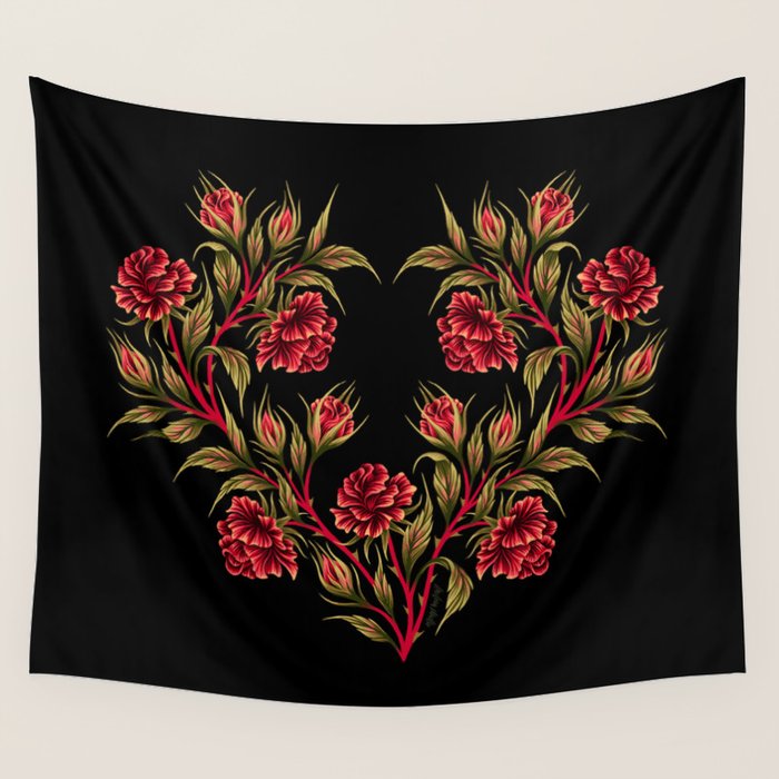 Rose - Red / Green Wall Tapestry Gallery Image 4