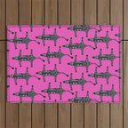 Modern abstract minimalistic zebras illustration in fuchsia pink background  Outdoor Rug Gallery Image 1
