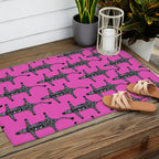 Modern abstract minimalistic zebras illustration in fuchsia pink background  Outdoor Rug Gallery Image 2
