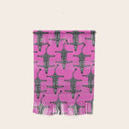 Modern abstract minimalistic zebras illustration in fuchsia pink background  Wall Hanging Gallery Image 1