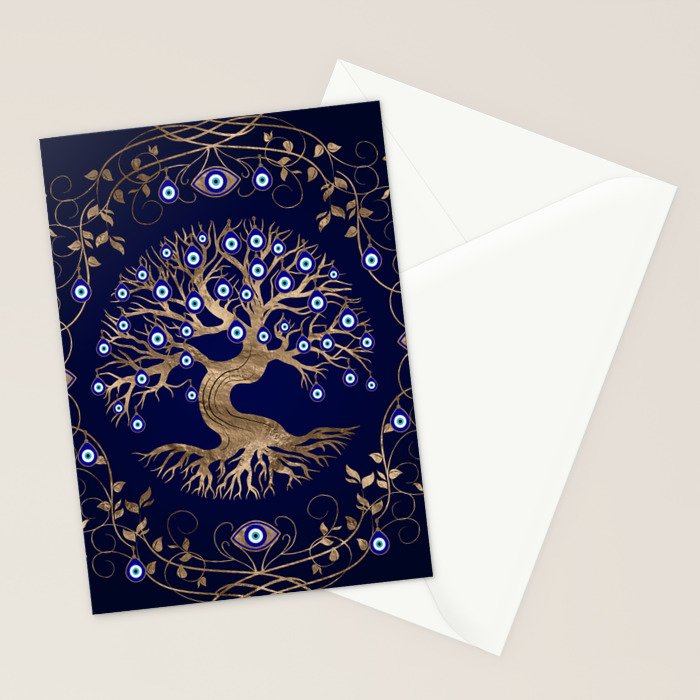 Tree of Life Evil Eye Ornament Stationery Card Gallery Image 2