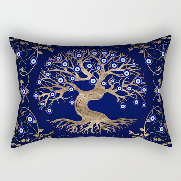 Tree of Life Evil Eye Ornament Rectangular Pillow Gallery Image 2