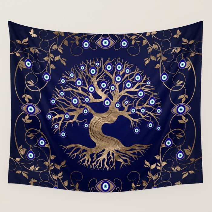 Tree of Life Evil Eye Ornament Wall Tapestry Gallery Image 4