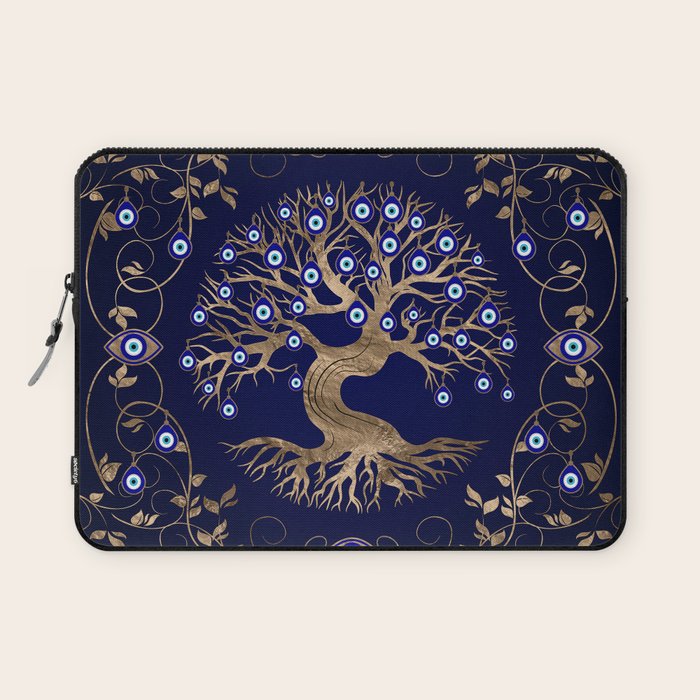 Tree of Life Evil Eye Ornament Laptop Sleeve Gallery Image 1