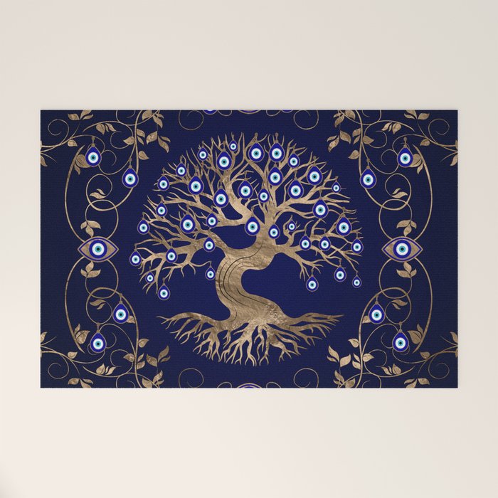 Tree of Life Evil Eye Ornament Welcome Mat Gallery Image 1