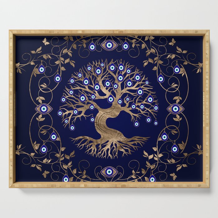 Tree of Life Evil Eye Ornament Serving Tray Gallery Image 1