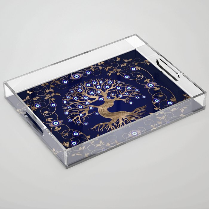 Tree of Life Evil Eye Ornament Acrylic Tray Gallery Image 1