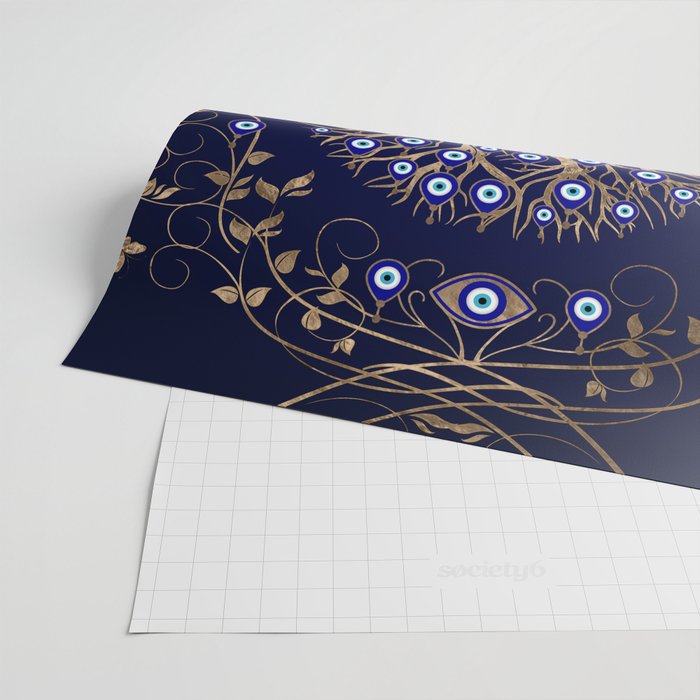 Tree of Life Evil Eye Ornament Wrapping Paper Gallery Image 2