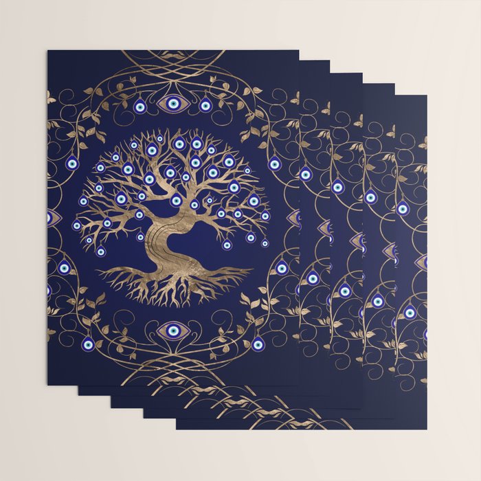 Tree of Life Evil Eye Ornament Wrapping Paper Gallery Image 3