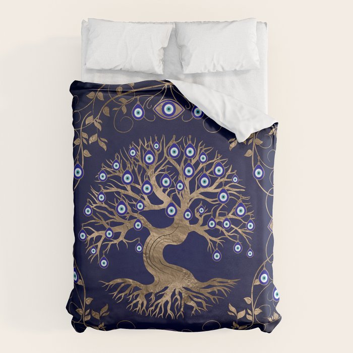 Tree of Life Evil Eye Ornament Duvet Cover Gallery Image 1