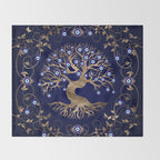 Tree of Life Evil Eye Ornament Throw Blanket Gallery Image 2