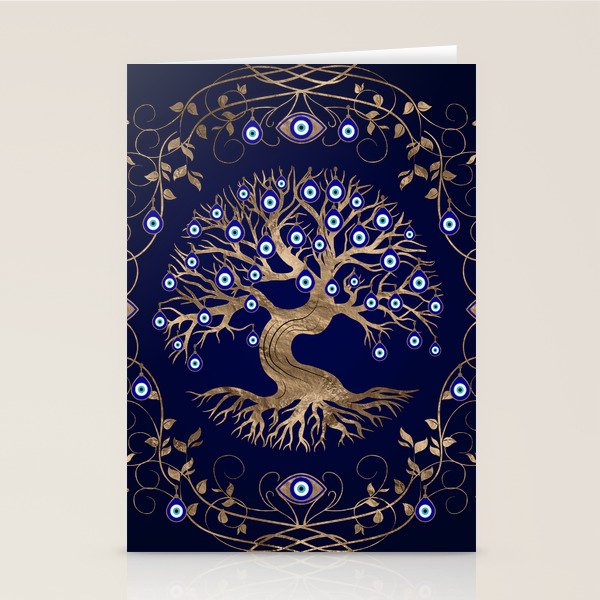 Tree of Life Evil Eye Ornament Stationery Card Gallery Image 2
