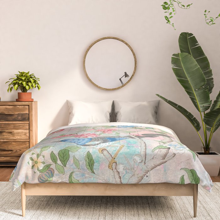 Chinoiserie Magpie Blooming Peony Botanical Garden Comforter Gallery Image 3