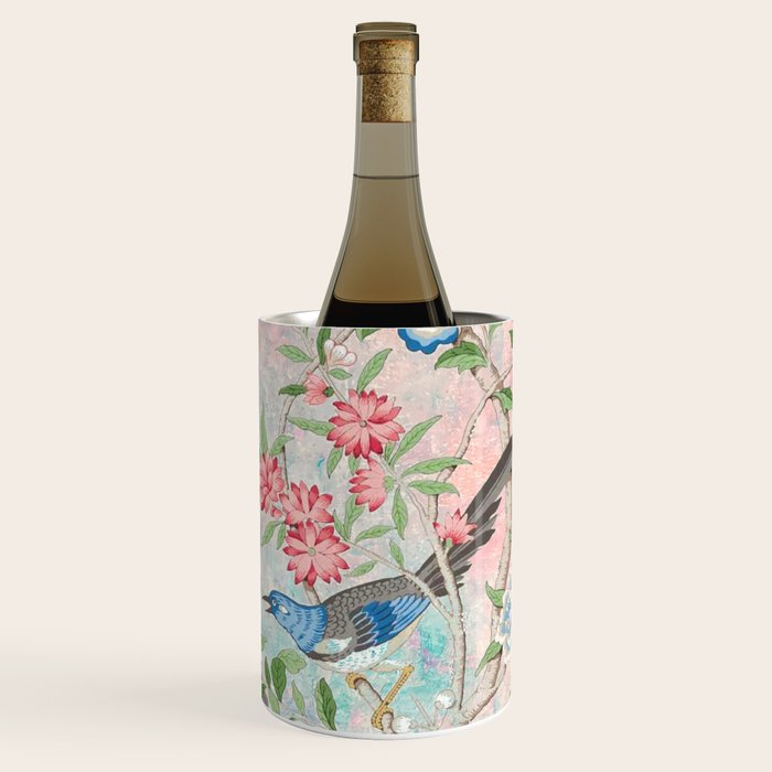 Chinoiserie Magpie Blooming Peony Botanical Garden Wine Chiller Gallery Image 1