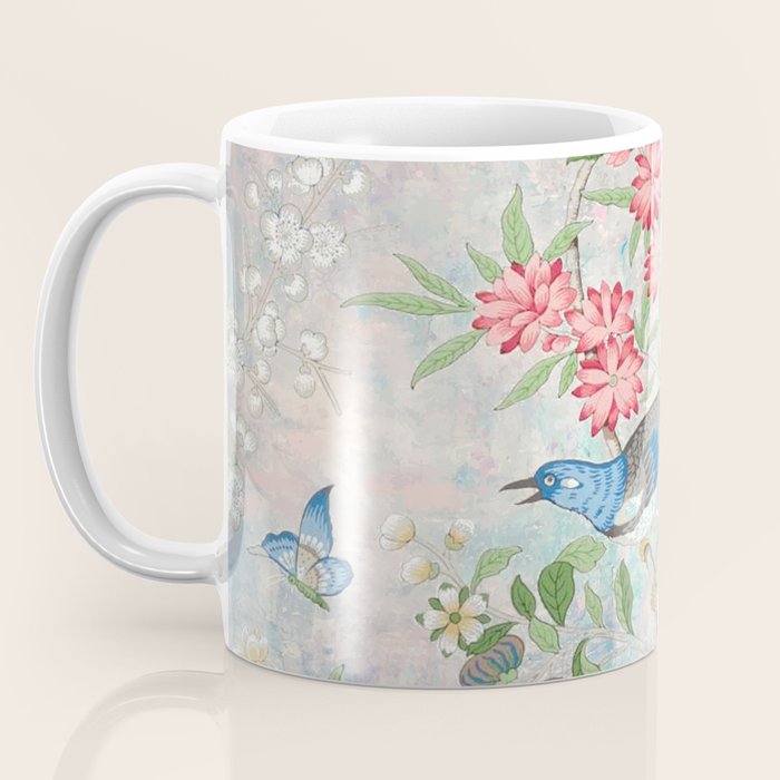 Chinoiserie Magpie Blooming Peony Botanical Garden Coffee Mug Gallery Image 3