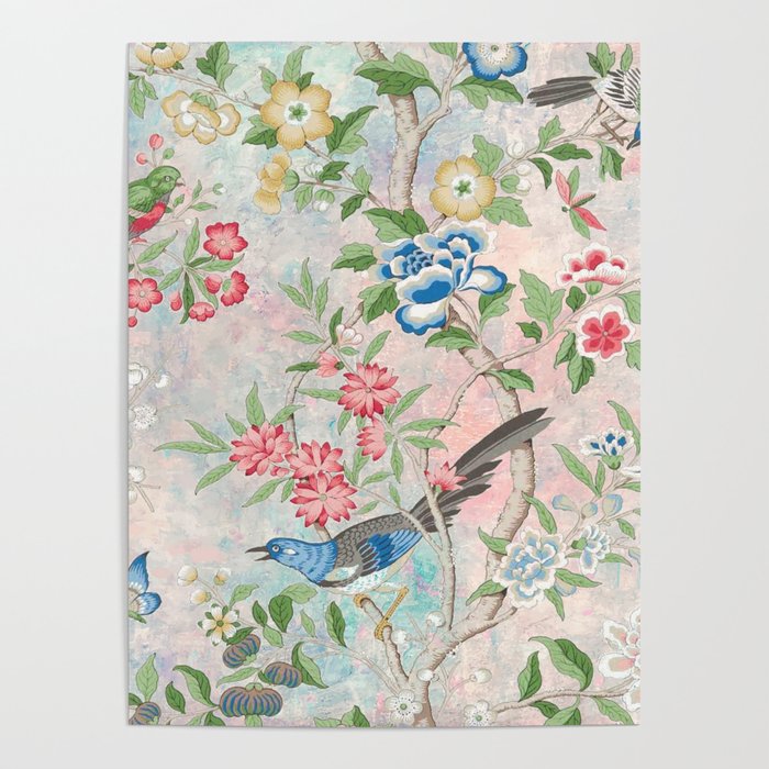 Chinoiserie Magpie Blooming Peony Botanical Garden Poster Gallery Image 4