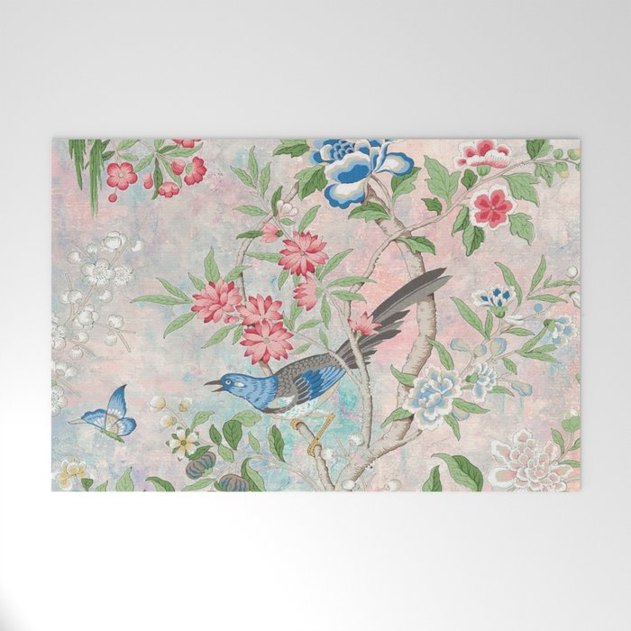 Chinoiserie Magpie Blooming Peony Botanical Garden Welcome Mat Gallery Image 1