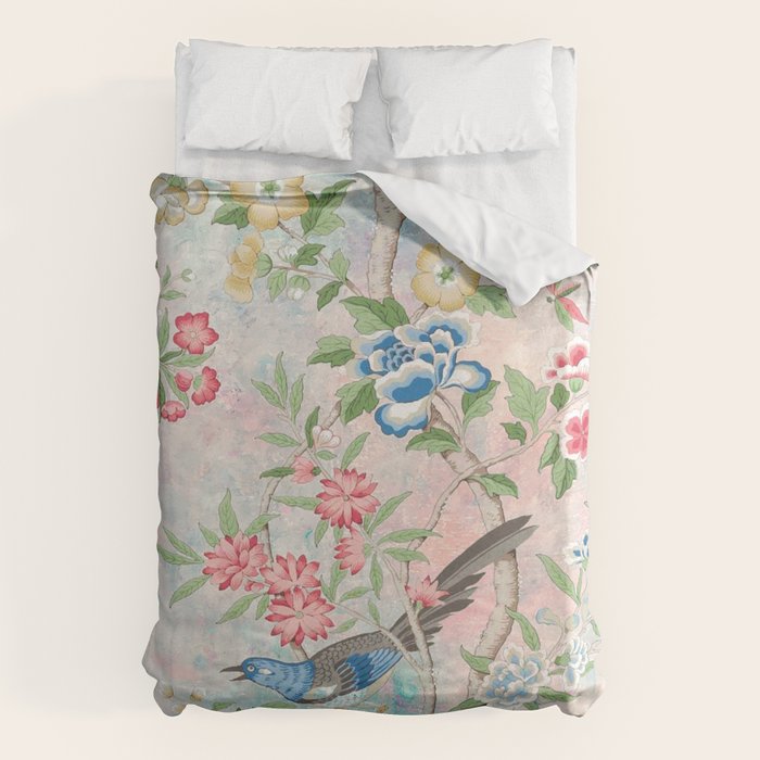 Chinoiserie Magpie Blooming Peony Botanical Garden Duvet Cover Gallery Image 6