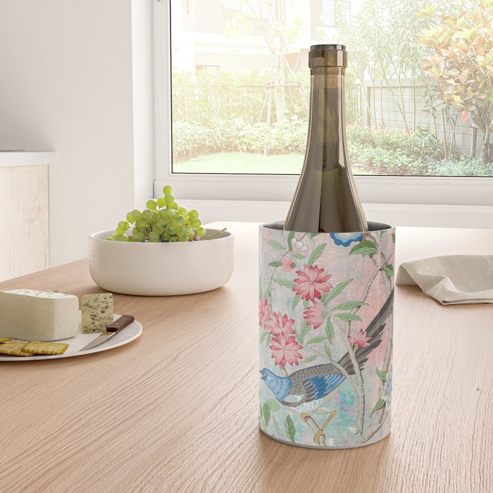 Chinoiserie Magpie Blooming Peony Botanical Garden Wine Chiller Gallery Image 4