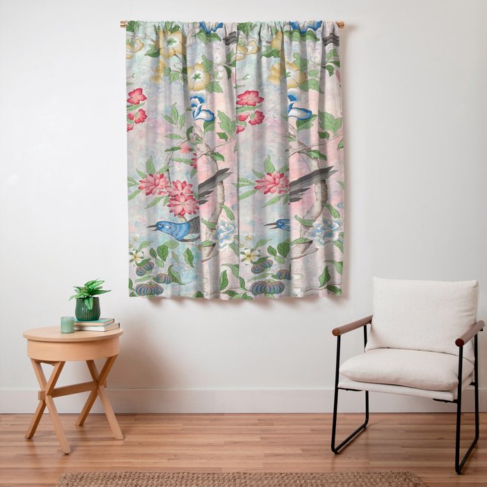 Chinoiserie Magpie Blooming Peony Botanical Garden Window Curtain Gallery Image 3