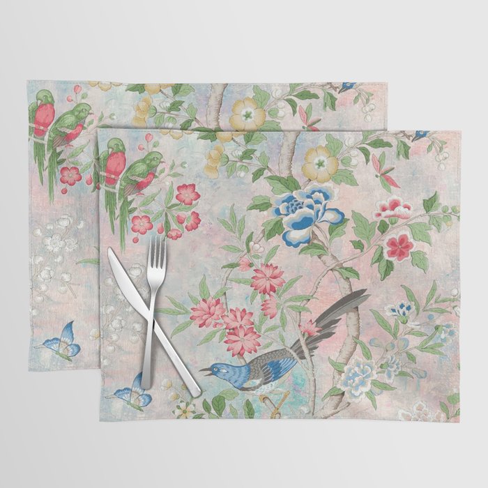 Chinoiserie Magpie Blooming Peony Botanical Garden Placemat Gallery Image 1