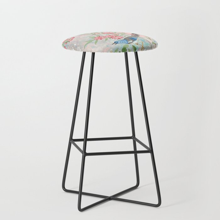 Chinoiserie Magpie Blooming Peony Botanical Garden Stool Gallery Image 1
