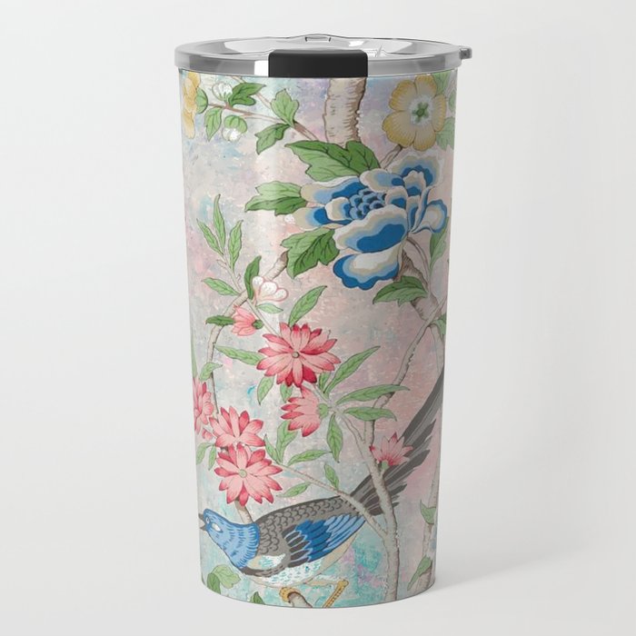 Chinoiserie Magpie Blooming Peony Botanical Garden Travel Mug Gallery Image 1