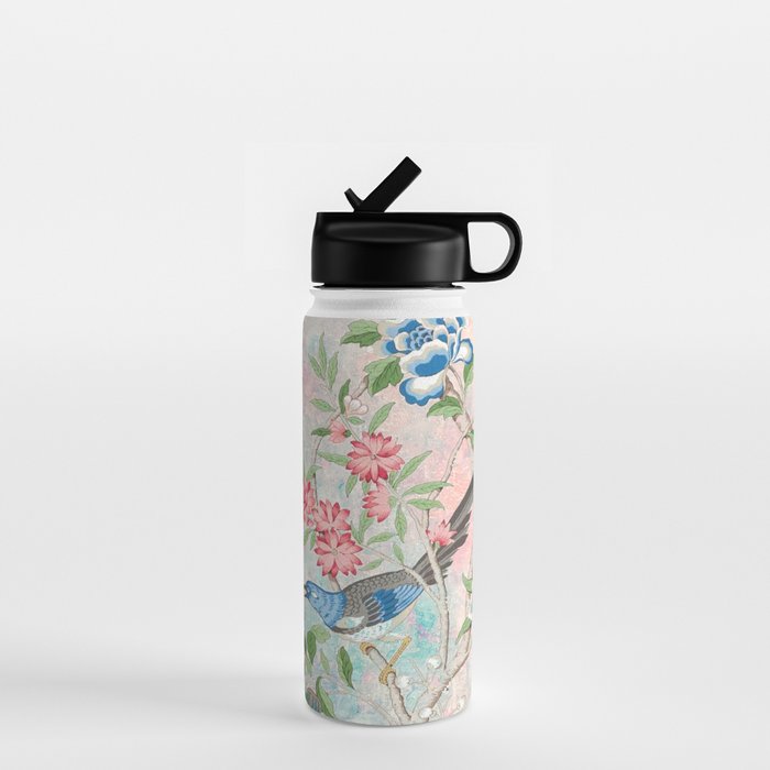 Chinoiserie Magpie Blooming Peony Botanical Garden Water Bottle Gallery Image 1
