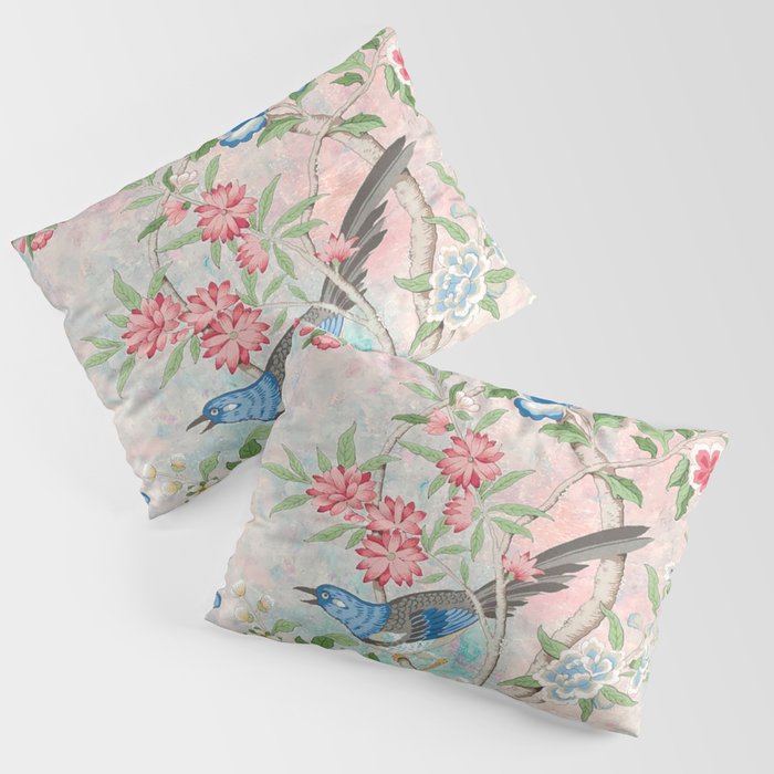 Chinoiserie Magpie Blooming Peony Botanical Garden Pillow Sham Gallery Image 3
