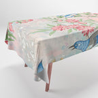 Chinoiserie Magpie Blooming Peony Botanical Garden Tablecloth Gallery Image 1