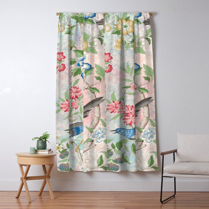 Chinoiserie Magpie Blooming Peony Botanical Garden Window Curtain Gallery Image 5