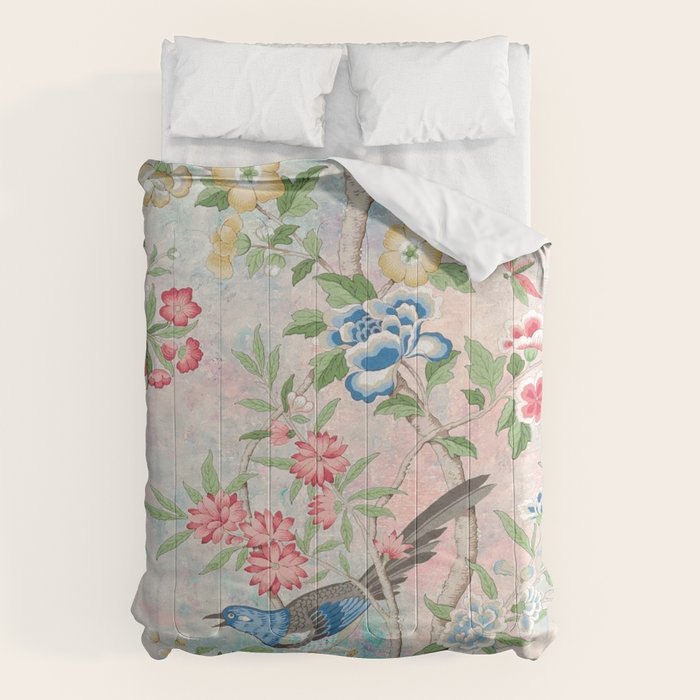 Chinoiserie Magpie Blooming Peony Botanical Garden Comforter Gallery Image 6
