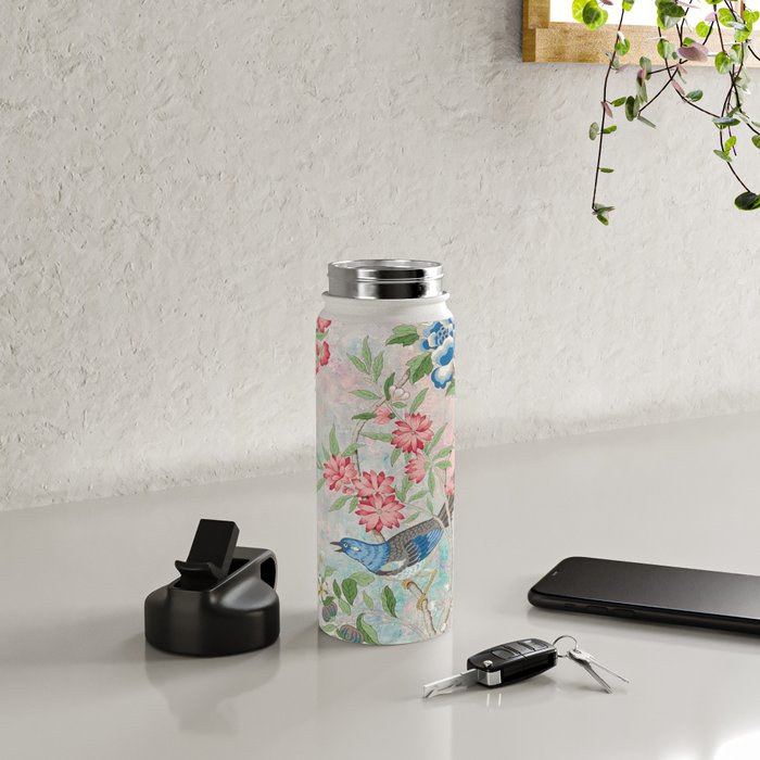 Chinoiserie Magpie Blooming Peony Botanical Garden Water Bottle Gallery Image 4