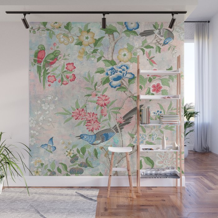 Chinoiserie Magpie Blooming Peony Botanical Garden Wall Mural Gallery Image 1